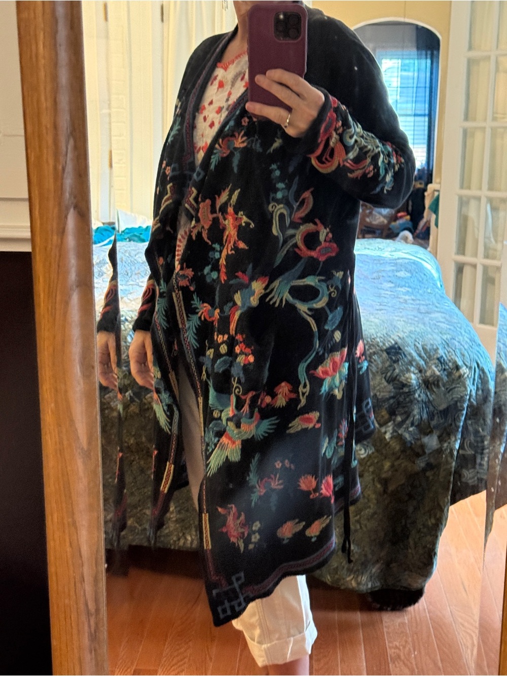 BIYA for Johnny Was brightly colored, embroidered cardigan, duster - Picture 2 of 5